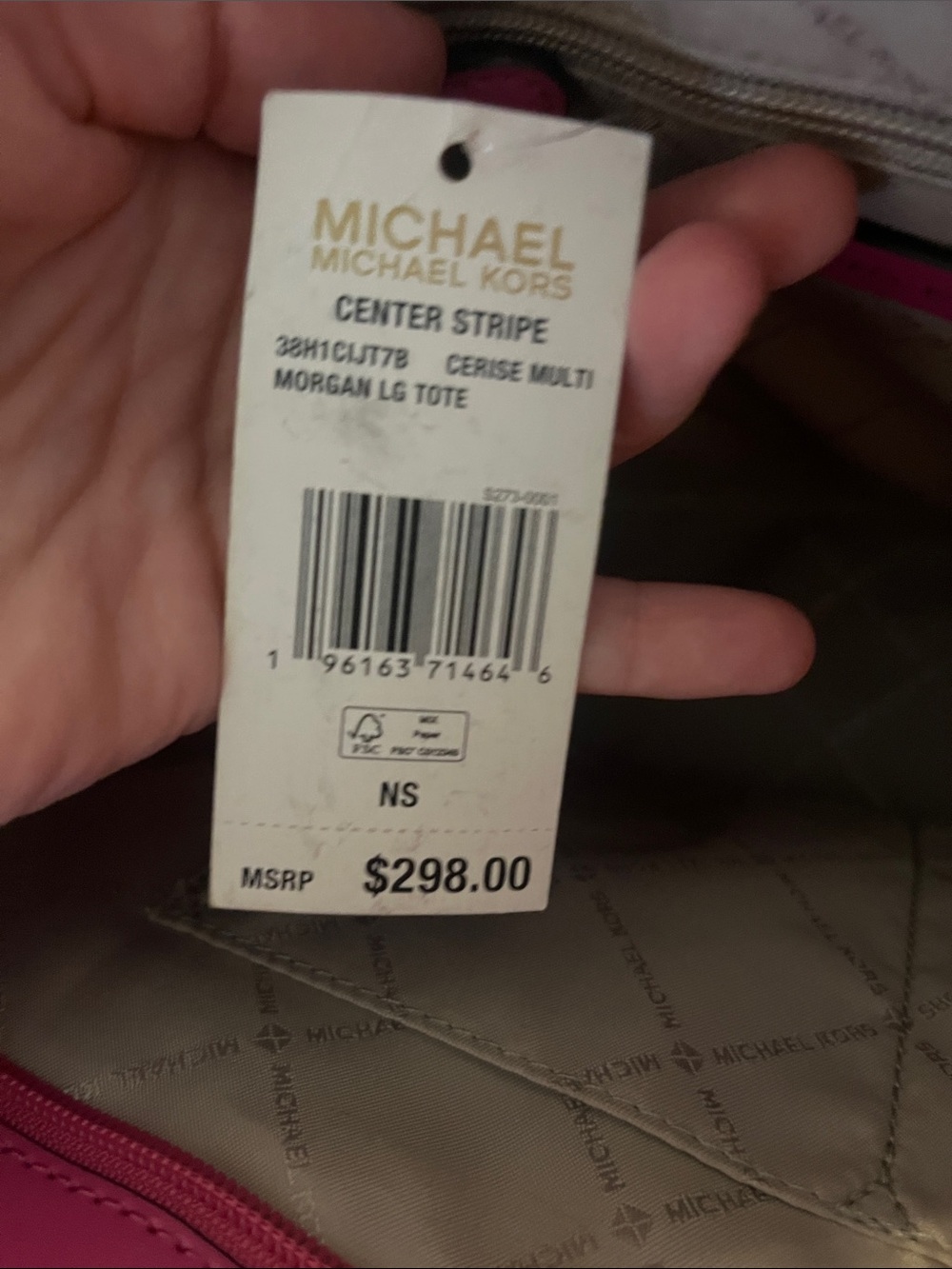 Michael Kors Pink, Orange & Hot Pink Stripe Tote - Picture 13 of 13